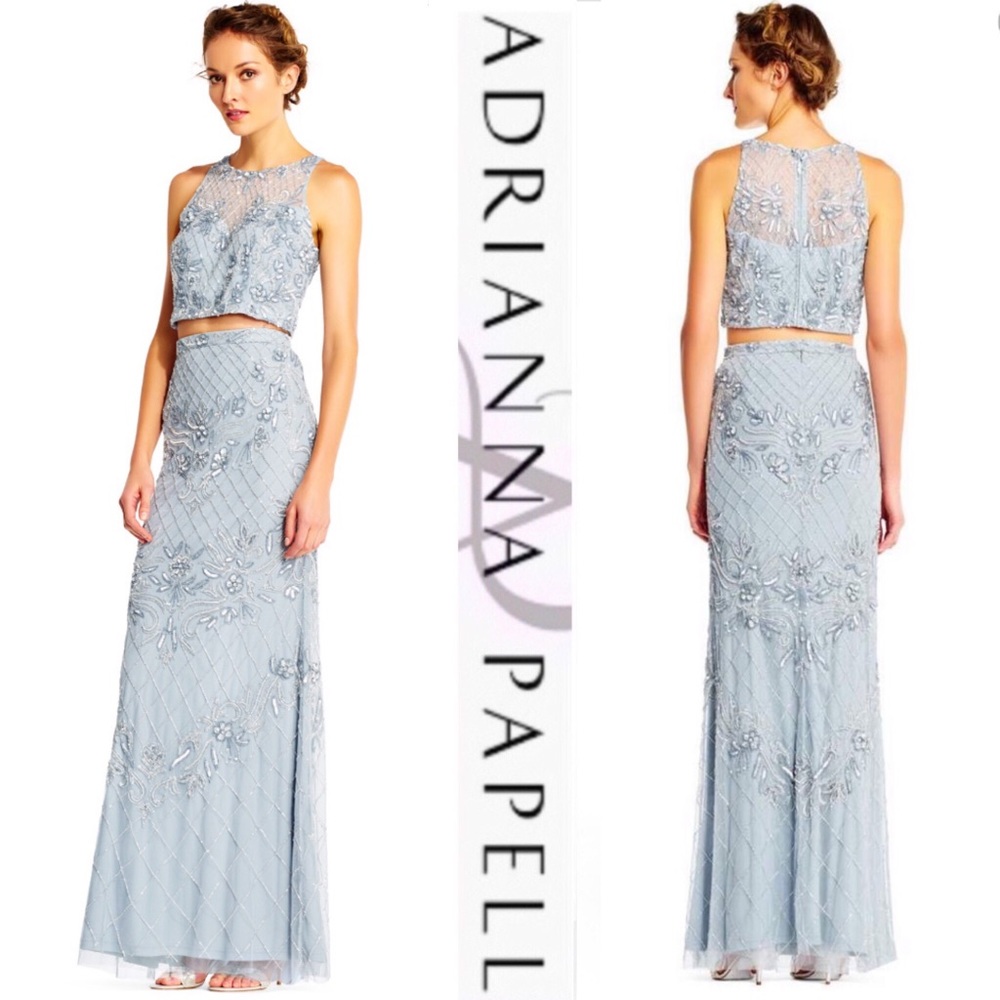 Adrianna Papell Scoop Illusion Embellished Dress
